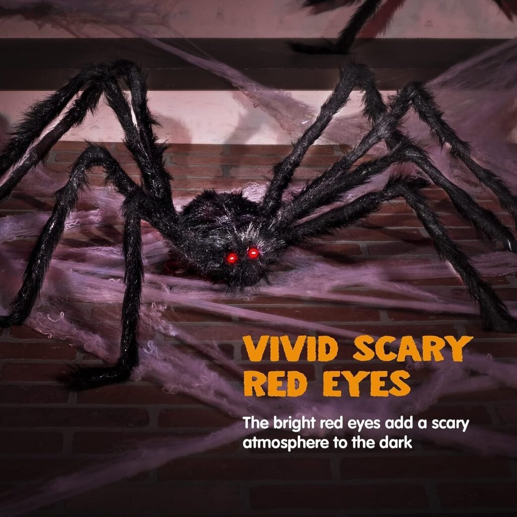 ck 5 Ft. Halloween Outdoor Decorations Black Scary Giant Fake Hairy Spider Props for Yard Party Decor