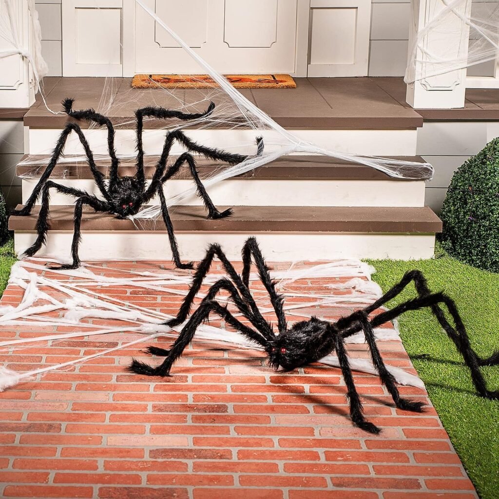 ck 5 Ft. Halloween Outdoor Decorations Black Scary Giant Fake Hairy Spider Props for Yard Party Decor