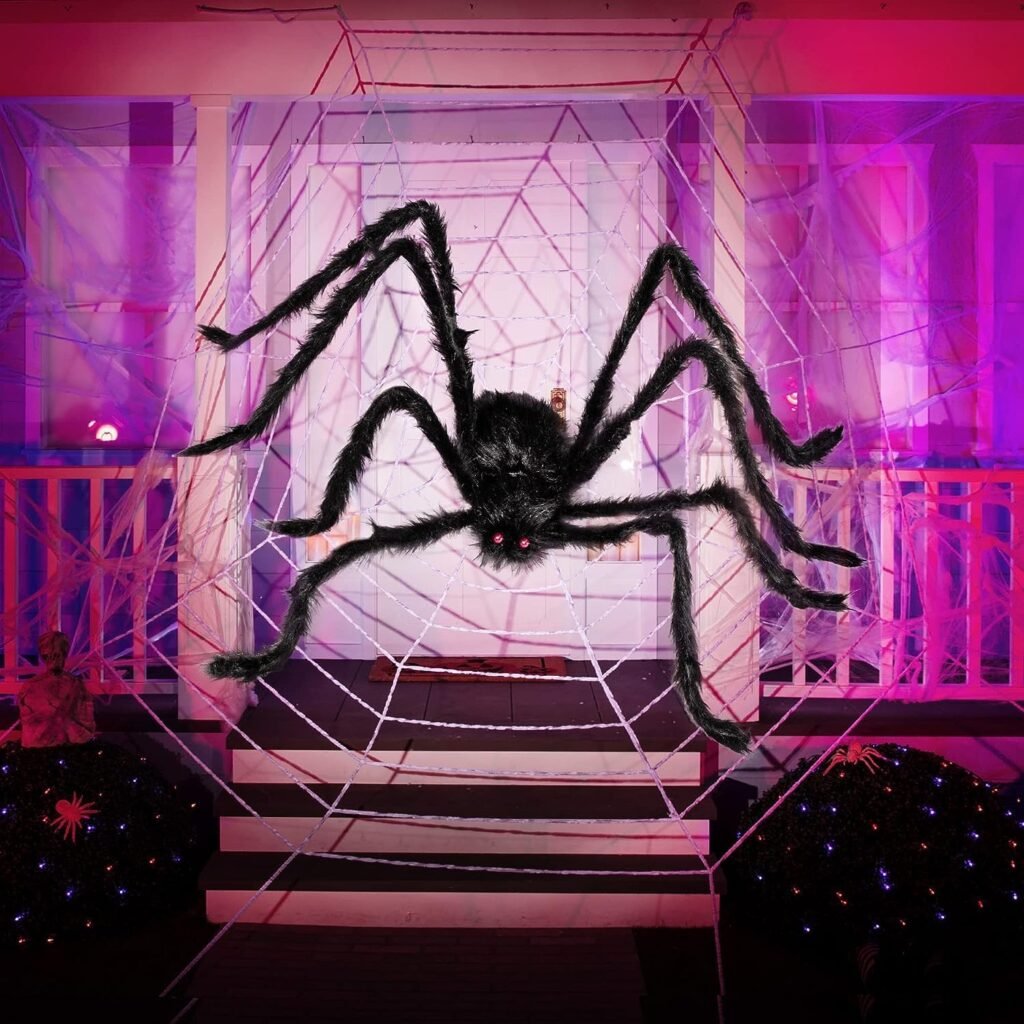 ck 5 Ft. Halloween Outdoor Decorations Black Scary Giant Fake Hairy Spider Props for Yard Party Decor